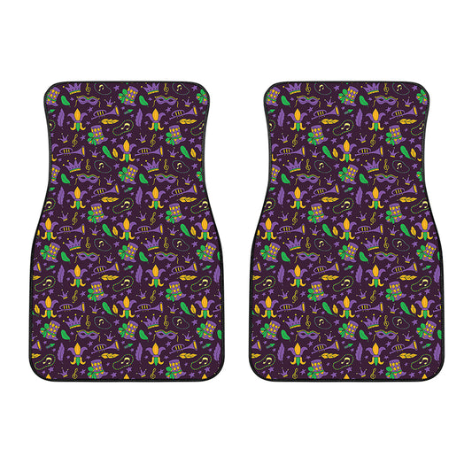 Mardi Gras Party Pattern Print Front Car Floor Mats