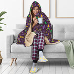 Mardi Gras Party Pattern Print Hooded Blanket