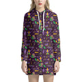 Mardi Gras Party Pattern Print Pullover Hoodie Dress