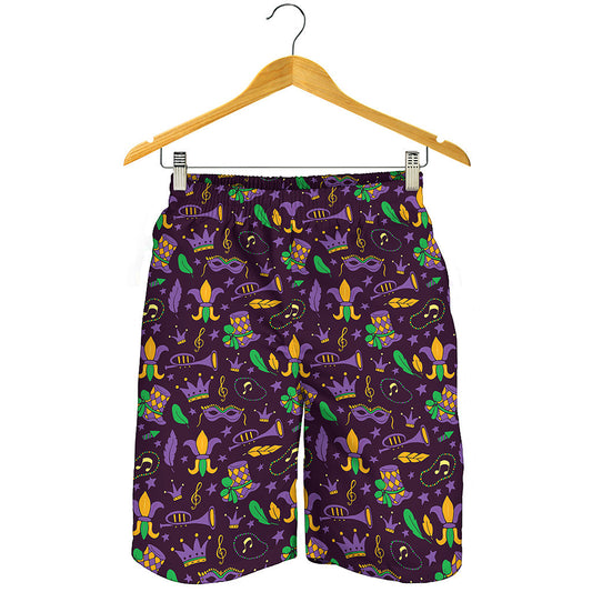 Mardi Gras Party Pattern Print Men's Shorts