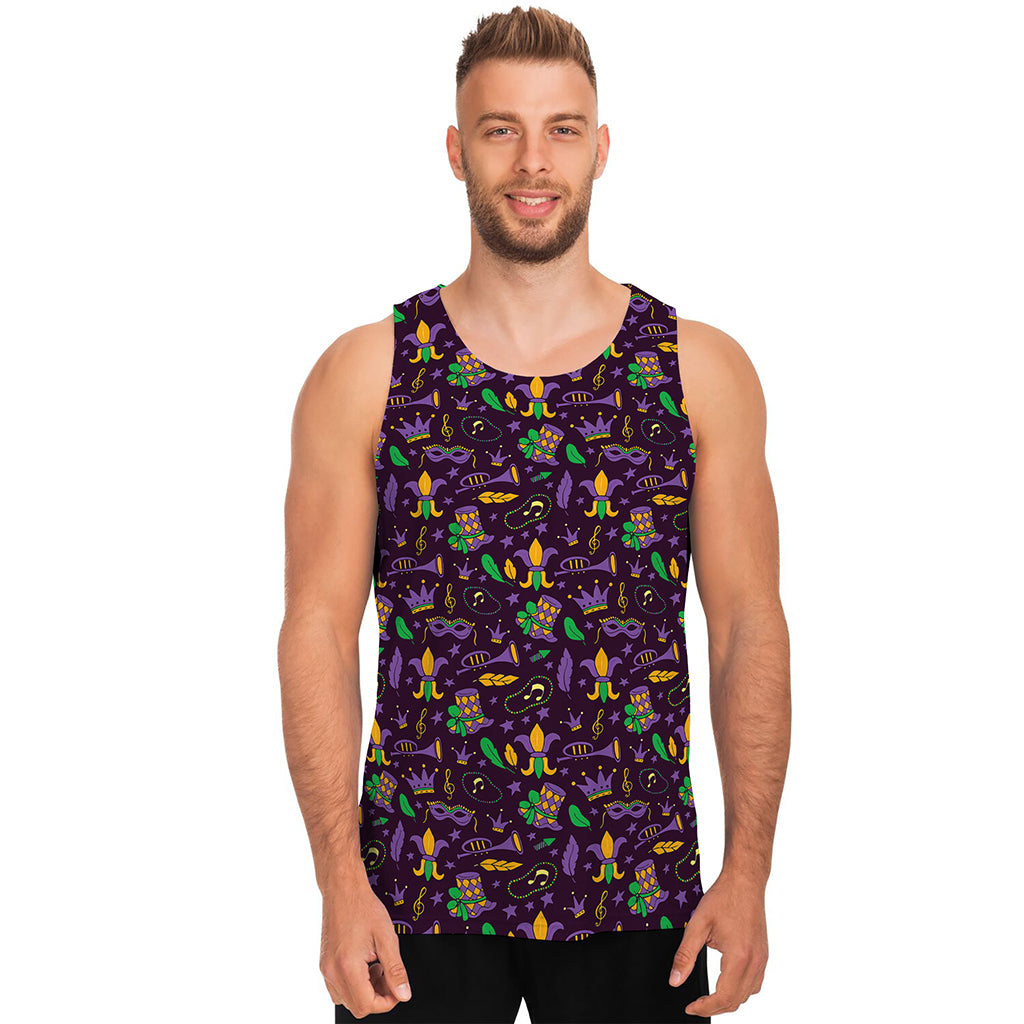 Mardi Gras Party Pattern Print Men's Tank Top