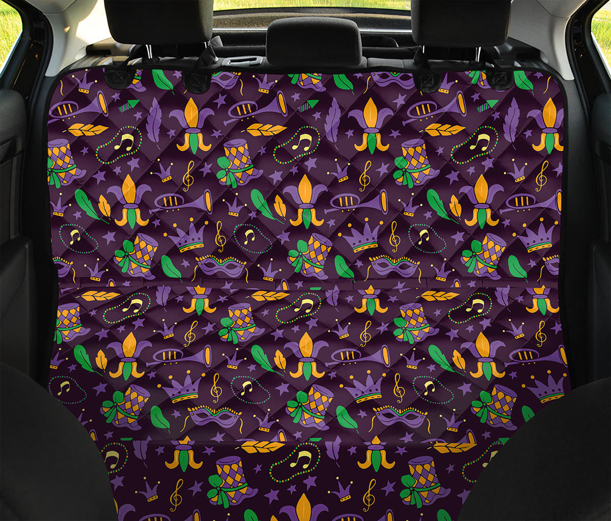 Mardi Gras Party Pattern Print Pet Car Back Seat Cover