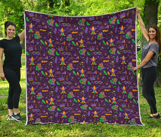 Mardi Gras Party Pattern Print Quilt
