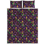 Mardi Gras Party Pattern Print Quilt Bed Set