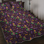 Mardi Gras Party Pattern Print Quilt Bed Set