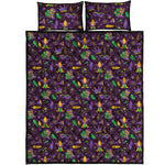 Mardi Gras Party Pattern Print Quilt Bed Set