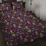 Mardi Gras Party Pattern Print Quilt Bed Set