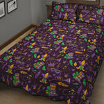 Mardi Gras Party Pattern Print Quilt Bed Set