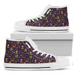Mardi Gras Party Pattern Print White High Top Shoes