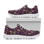 Mardi Gras Party Pattern Print White Sneakers