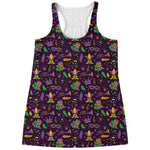 Mardi Gras Party Pattern Print Women's Racerback Tank Top