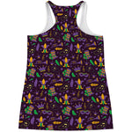 Mardi Gras Party Pattern Print Women's Racerback Tank Top