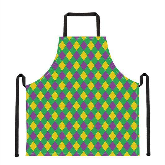 Mardi Gras Plaid Pattern Print Apron