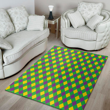 Mardi Gras Plaid Pattern Print Area Rug