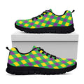 Mardi Gras Plaid Pattern Print Black Running Shoes