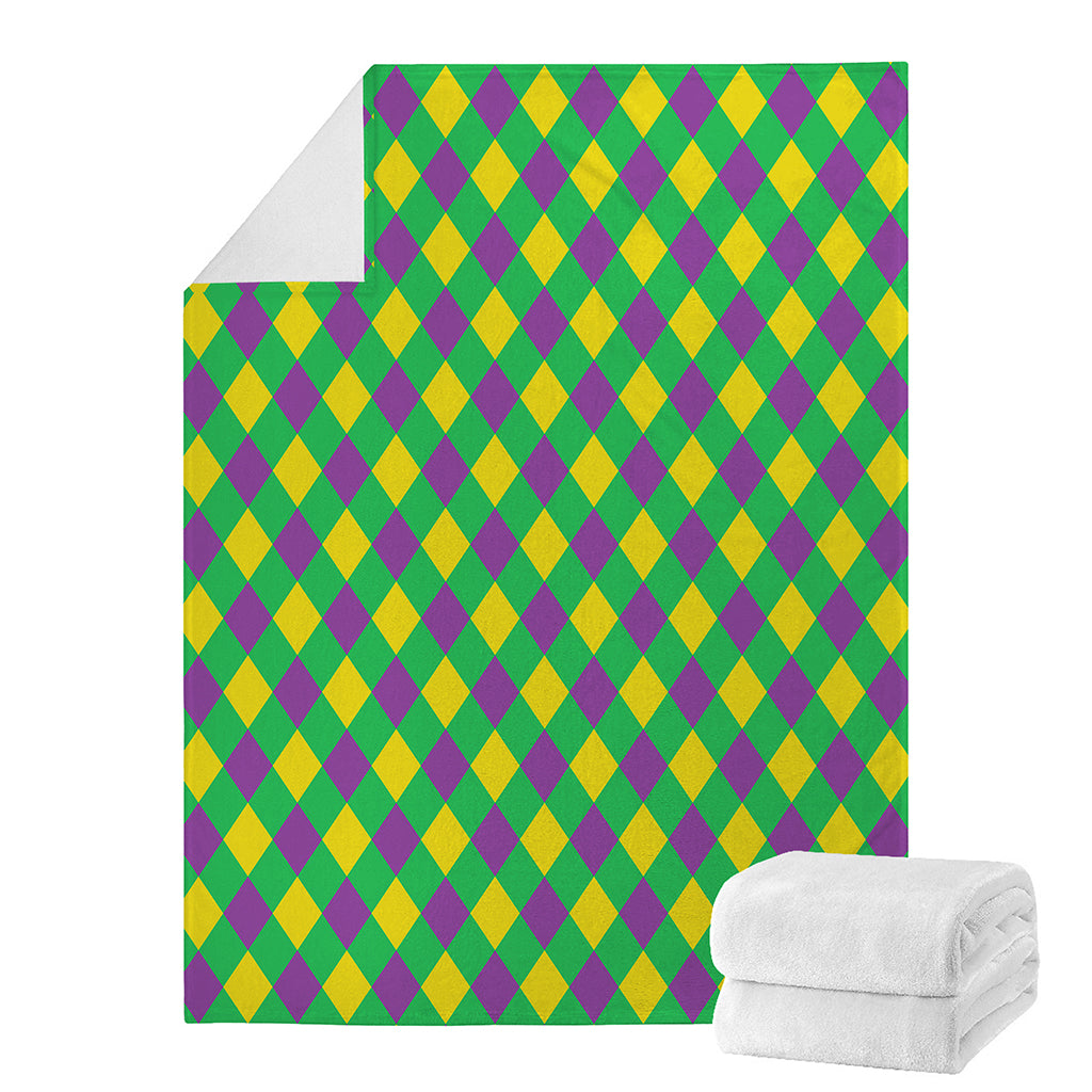 Mardi Gras Plaid Pattern Print Blanket