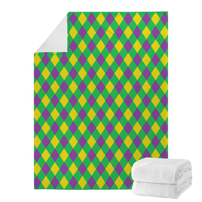 Mardi Gras Plaid Pattern Print Blanket