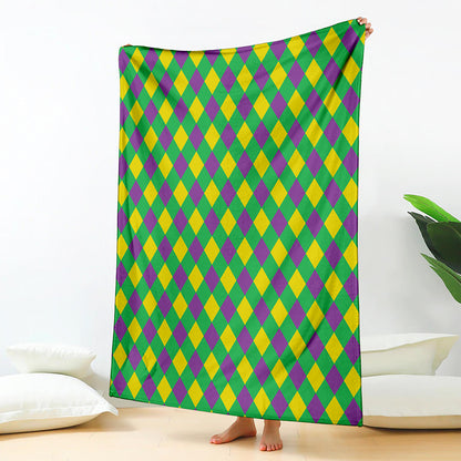 Mardi Gras Plaid Pattern Print Blanket