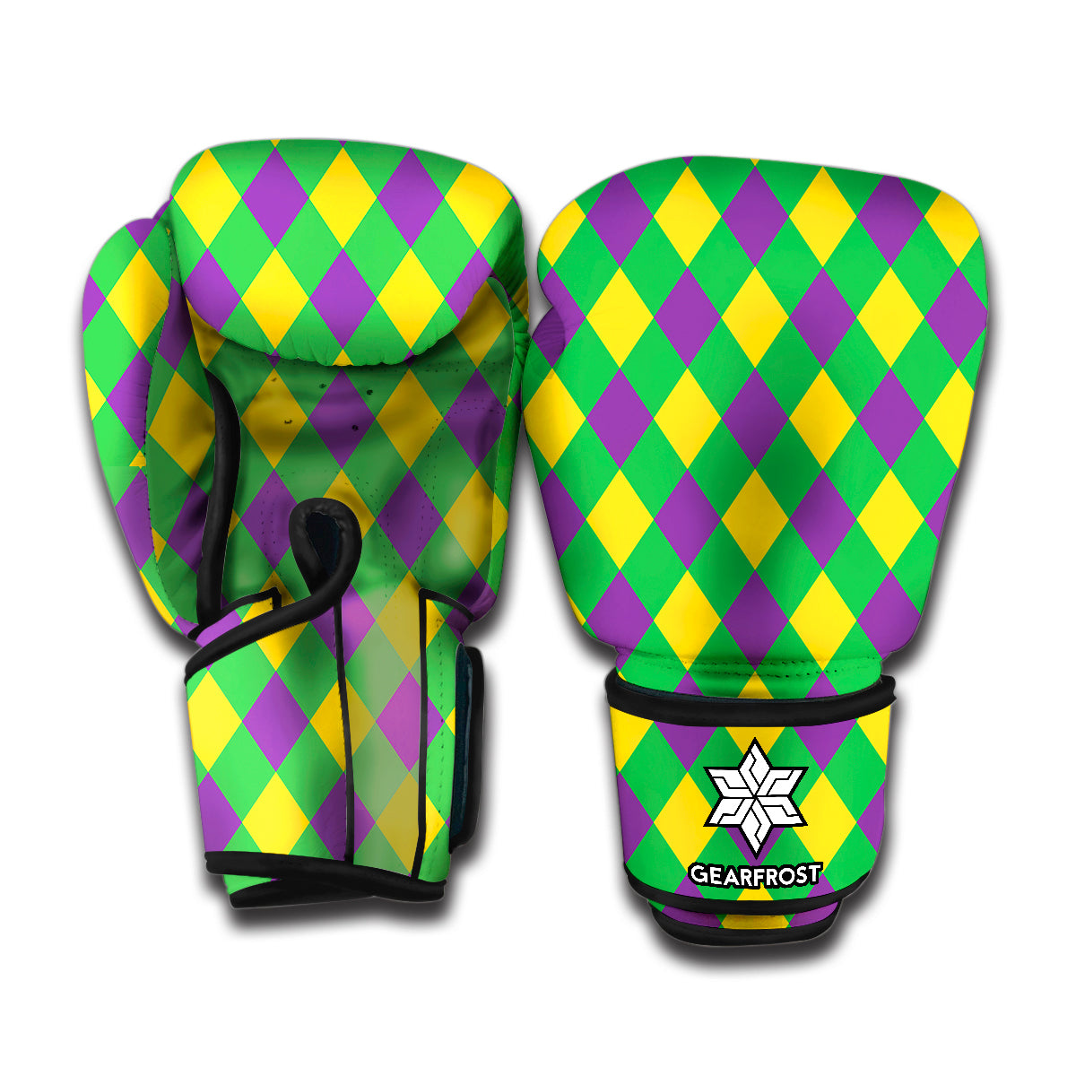Mardi Gras Plaid Pattern Print Boxing Gloves