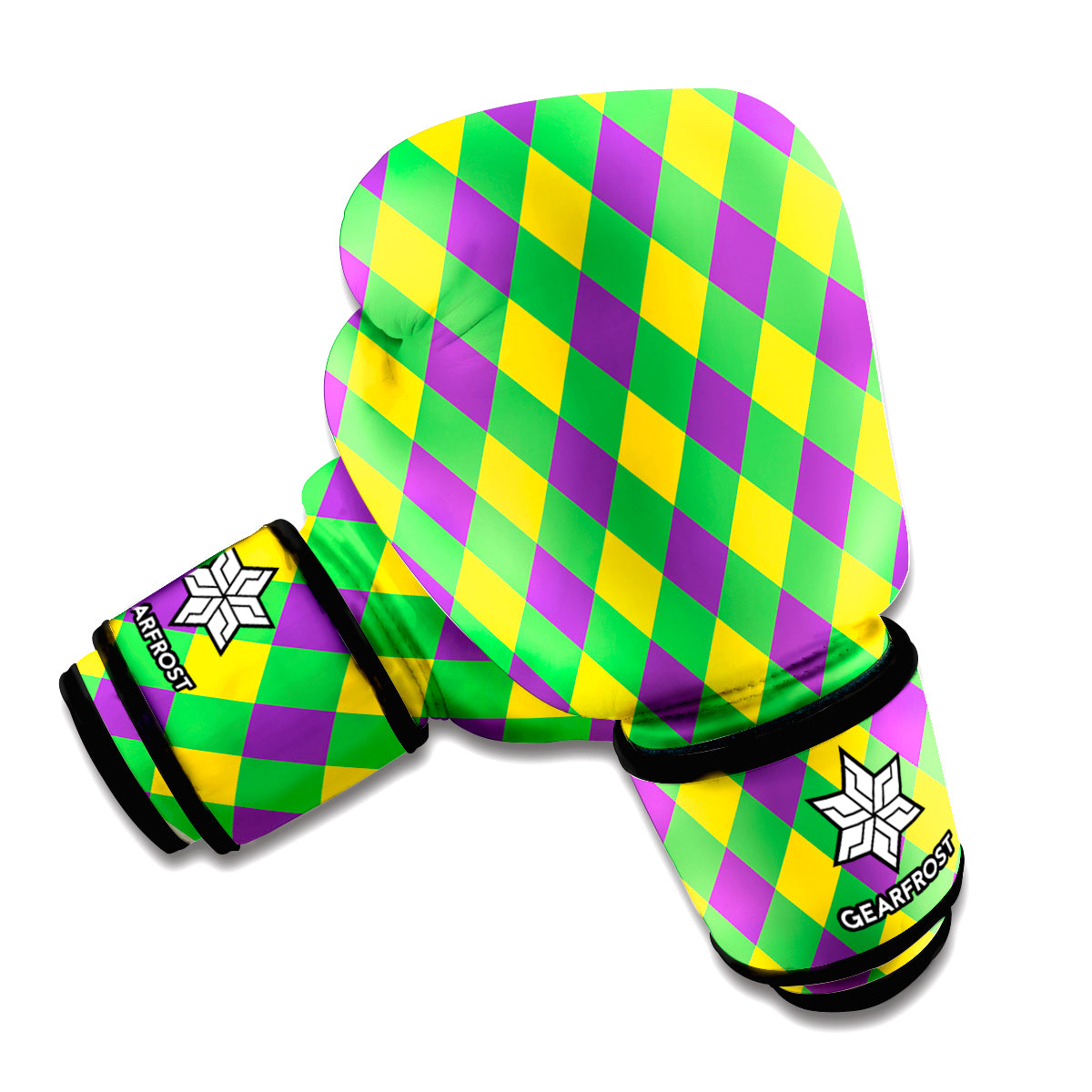 Mardi Gras Plaid Pattern Print Boxing Gloves