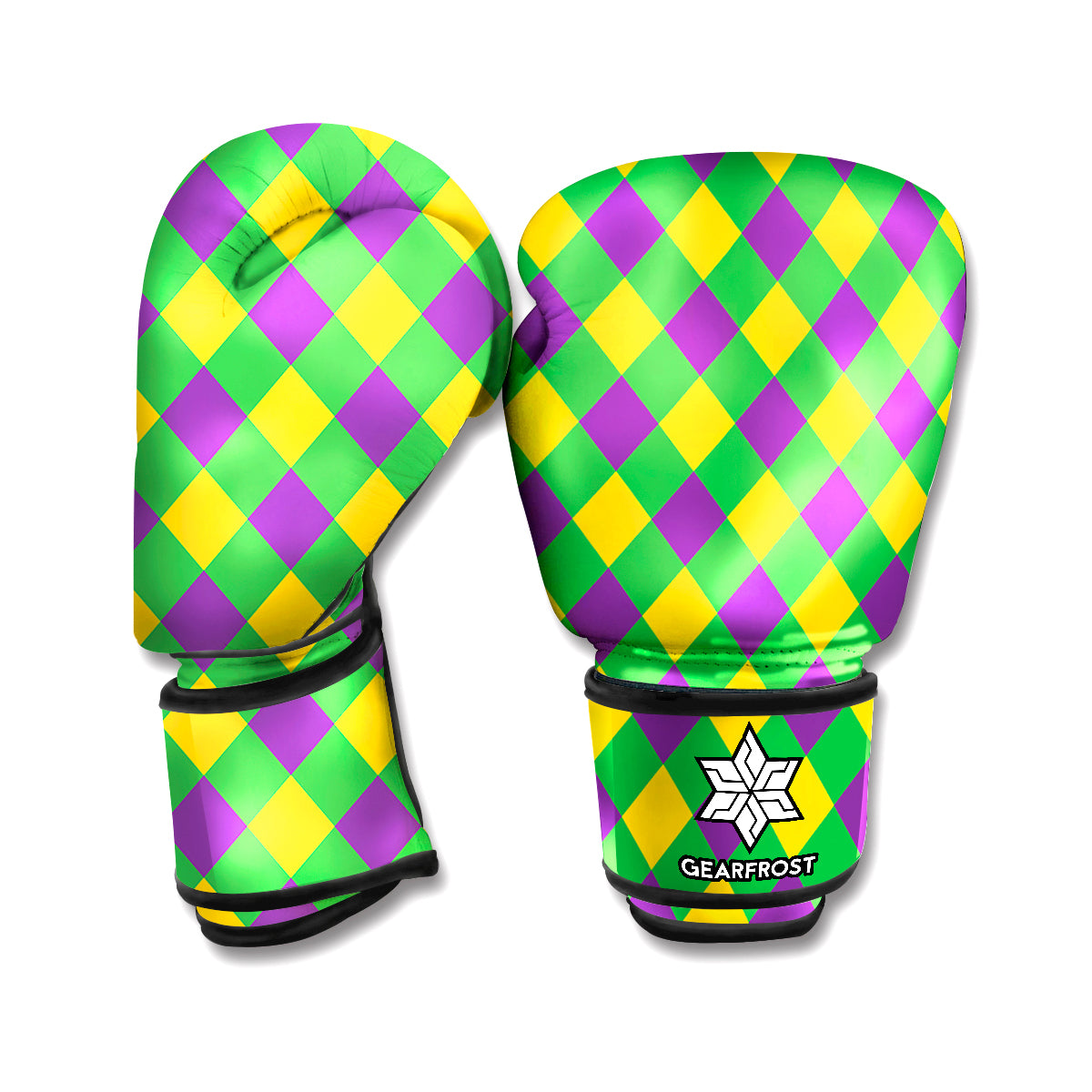 Mardi Gras Plaid Pattern Print Boxing Gloves