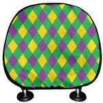 Mardi Gras Plaid Pattern Print Car Headrest Covers