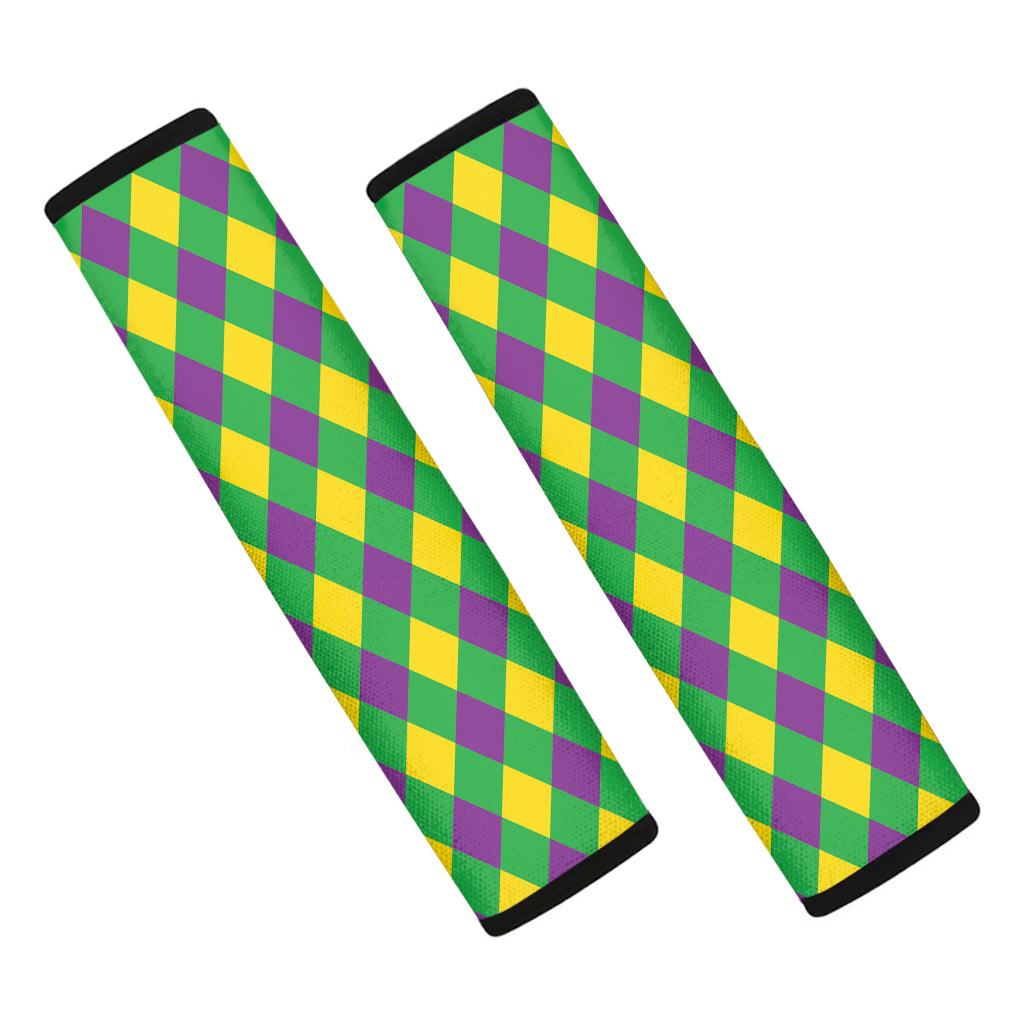 Mardi Gras Plaid Pattern Print Car Seat Belt Covers