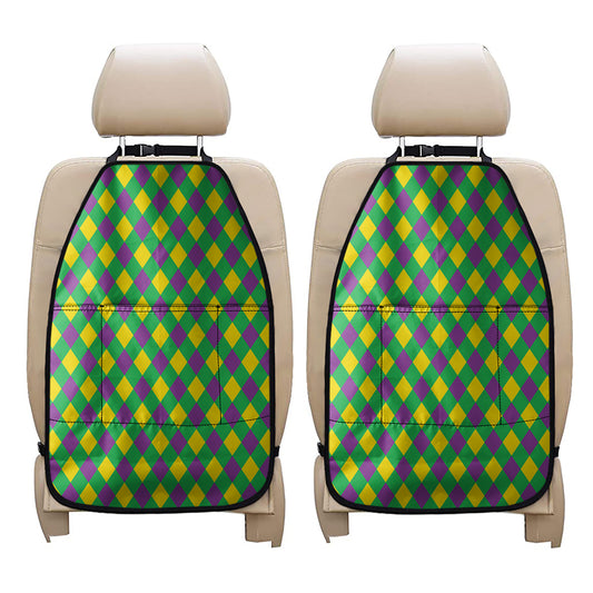 Mardi Gras Plaid Pattern Print Car Seat Organizers