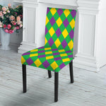 Mardi Gras Plaid Pattern Print Dining Chair Slipcover
