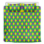 Mardi Gras Plaid Pattern Print Duvet Cover Bedding Set