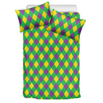 Mardi Gras Plaid Pattern Print Duvet Cover Bedding Set