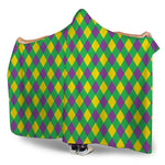 Mardi Gras Plaid Pattern Print Hooded Blanket