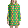 Mardi Gras Plaid Pattern Print Pullover Hoodie Dress