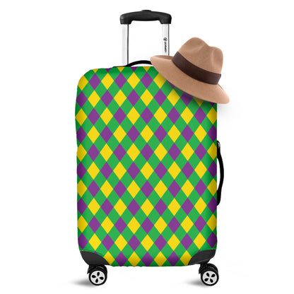 Mardi Gras Plaid Pattern Print Luggage Cover