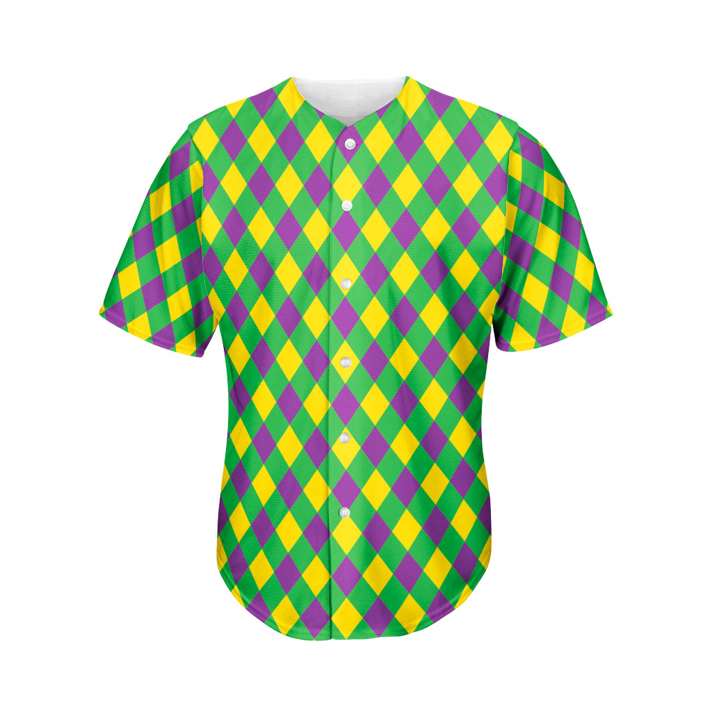 Mardi Gras Plaid Pattern Print Men's Baseball Jersey
