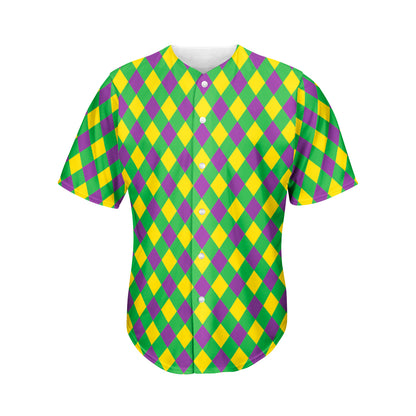 Mardi Gras Plaid Pattern Print Men's Baseball Jersey