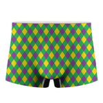 Mardi Gras Plaid Pattern Print Men's Boxer Briefs