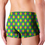 Mardi Gras Plaid Pattern Print Men's Boxer Briefs