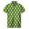 Mardi Gras Plaid Pattern Print Men's Short Sleeve Shirt
