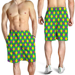 Mardi Gras Plaid Pattern Print Men's Shorts