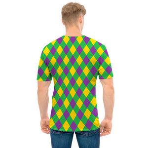 Mardi Gras Plaid Pattern Print Men's T-Shirt