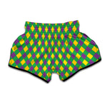 Mardi Gras Plaid Pattern Print Muay Thai Boxing Shorts