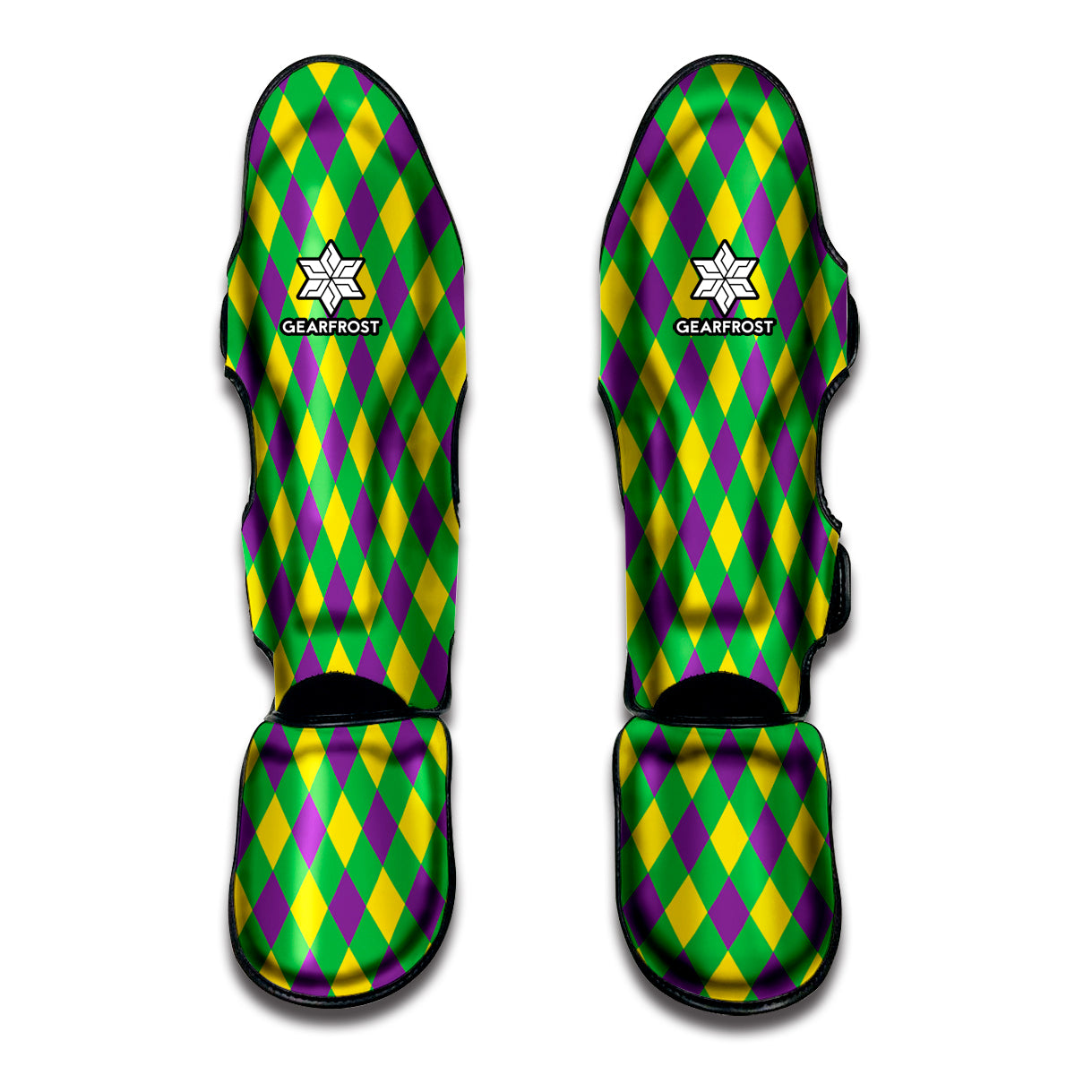 Mardi Gras Plaid Pattern Print Muay Thai Shin Guard