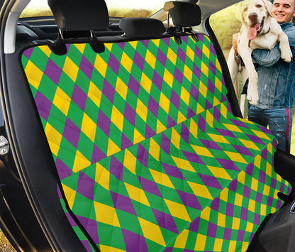 Mardi Gras Plaid Pattern Print Pet Car Back Seat Cover