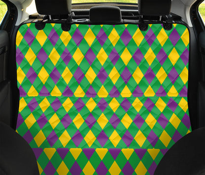 Mardi Gras Plaid Pattern Print Pet Car Back Seat Cover