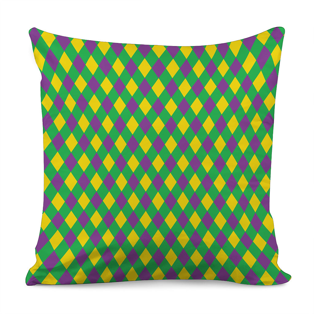 Mardi Gras Plaid Pattern Print Pillow Cover