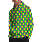 Mardi Gras Plaid Pattern Print Pullover Hoodie