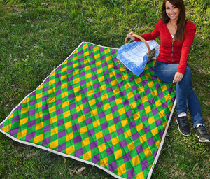 Mardi Gras Plaid Pattern Print Quilt