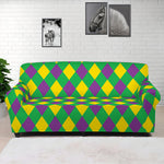 Mardi Gras Plaid Pattern Print Sofa Cover