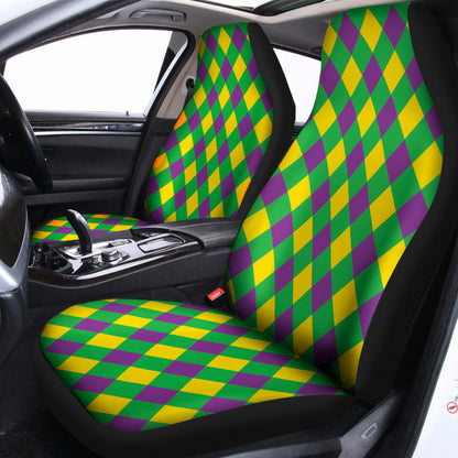 Mardi Gras Plaid Pattern Print Universal Fit Car Seat Covers